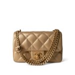 23P Gold Lambskin Quilted Mini Sweetheart Single Flap Bag Aged GHW - Image 12