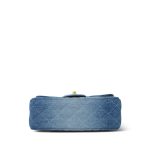 24S Blue Denim Quilted Rectangular Flap Mini Aged Gold Hardware - Image 2