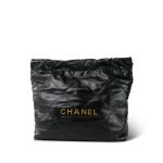 22S Black Calfskin Quilted 22 Hobo Bag Small Aged Gold Hardware