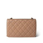 Beige Lambskin Quilted Trendy CC Wallet On Chain LGHW - Image 4
