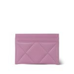 22S Pink Lambskin Quilted 19 Card Holder SHW - Image 3