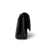 Black Lambskin Chevron Medium Classic Flap Light Gold Hardware - Image 4