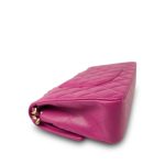 24A Pink/Fuchsia Caviar Quilted Classic Flap Medium Light Gold Hardware - Image 12