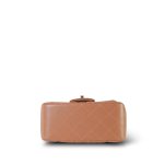 Caramel Lambskin Quilted Square Flap Mini Light Gold Hardware - Image 5