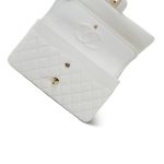 White Caviar Quilted Classic Flap Medium Light Gold Hardware - Image 14