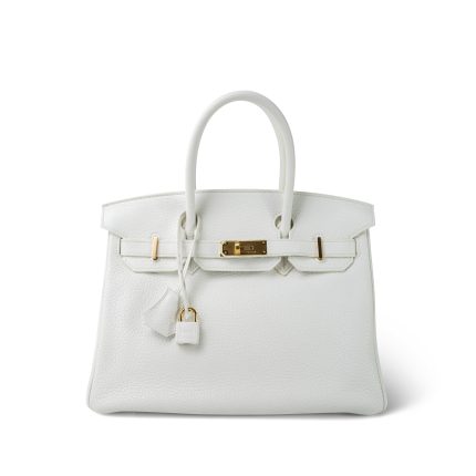 Birkin 30 White Clemence Gold Plated N Square Stamp