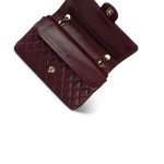 Burgundy / Wine Lambskin Quilted Classic Flap Medium GHW - Image 12