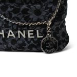 24B Black Floral Denim Quilted Mini 22 Bag - Image 3
