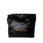 24C Black Calfskin Quilted 22 Hobo Bag Small Antique Gold Hardware - Image 2