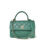 23C Green Lambskin Quilted Trendy CC Small Light Gold Hardware - Image 16