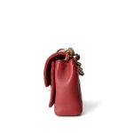 Red Lambskin Quilted Single Flap Chain Leather Link Bag - Image 5