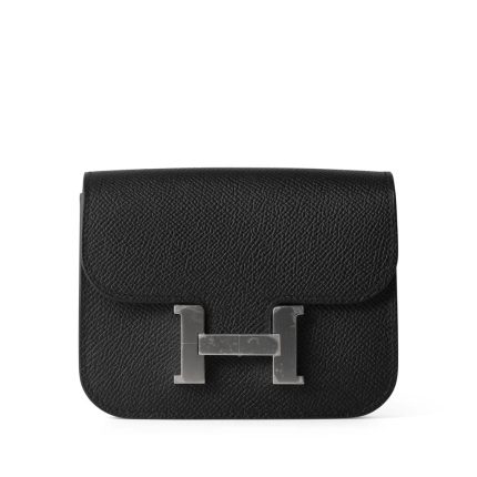 Black Epsom Constance Slim Wallet Palladium Hardware W Stamp