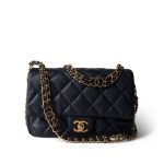 Navy Caviar Quilted CC You Flap Bag Mini GHW - Image 8