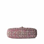 Pink Tweed Quilted Pearl Handle Flap Bag Large LGHW - Image 7