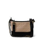 Beige Black Aged Calfskin Quilted Gabrielle Hobo Bag Mixed Hardware - Image 8