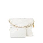 22S White Calfskin Quilted 22 Medium Hobo Bag Black/Aged Gold Hardware - Image 3