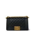 Black Boy Bag Lambskin Quilted Small Aged Gold Hardware