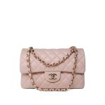 21C Rose Clair Caviar Quilted Classic Flap Small LGHW