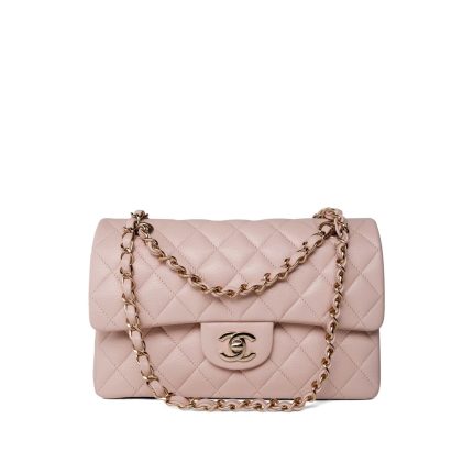 21C Rose Clair Caviar Quilted Classic Flap Small LGHW