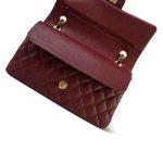18C Dark Red Glittery Caviar Quilted Medium Classic Flap Aged Gold Hardware - Image 9