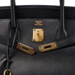 Birkin 40 Noir Clemence Gold Plated [B] Stamp - Image 5