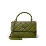 Dark Green Lambskin Quilted Trendy CC Small Light Gold Hardware - Image 2