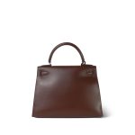 Kelly 28 Brown Box Calfskin Palladium Plated [C] Stamp - Image 4