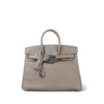 Birkin 25 Gris Asphalt Taurillon Novillo Palladium Plated Y Stamp - Image 4