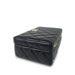 24K Black Lambskin Quilted Box Bag Small Light Gold Hardware - Image 4