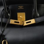Birkin 35 Black Box Calfskin Gold Plated G Square Stamp - Image 13