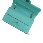 24C Tiffany Blue / Turquoise Caviar Quilted Classic Flap Medium Light Gold Hardware - Image 8