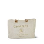 Light Beige Canvasw Deauville Shopping Tote Small Gold Hardware
