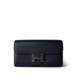 Constance Long To Go Wallet Bleu Nuit Epsom Palladium Plated B Stamp