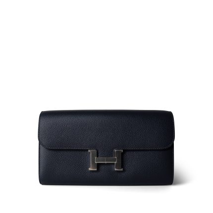 Constance Long To Go Wallet Bleu Nuit Epsom Palladium Plated B Stamp