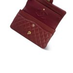 18C Dark Red Glittery Caviar Quilted Classic Flap Aged Gold Hardware - Image 12