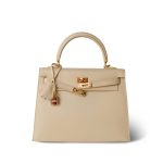 Kelly 25 Sellier Parchemin / Light Beige Box Calfksin E Square Stamp - Image 4