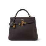 Kelly 25 Retourne Horseshoe (HSS) Ebene Togo Gold Plated B Stamp - Image 12