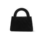 25A Black Velvet Quilted Nano Kelly Shopper Aged Gold Hardware - Image 4