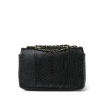 Black Python Quilted CC Chic Flap Bag Aged Gold Hardware - Image 4
