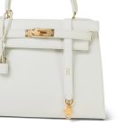 Kelly Sellier 28 White Veau Graine Gold Plated V Circle Stamp - Image 3