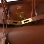 Birkin 35 Noisette Box Calfskin Gold Plated E Square Stamp - Image 3