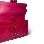 Dark Pink Python Medium Classic Double Flap - Image 14