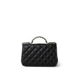 Black Lambskin Quilted Mini Crystal Top Handle LGHW - Image 4