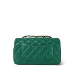 22A Green Lambskin Quilted Mini Rectangular Single Flap LGHW - Image 3