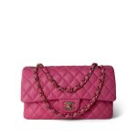 23S Pink Caviar Quilted Classic Flap Medium Light Gold Hardware - Image 9