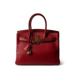 Birkin 30 Rouge Vif Ardennes Gold Plated [D] Stamp - Image 8