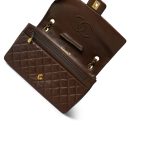 Brown Lambskin Quilted Single Flap Gold Hardware - Image 10