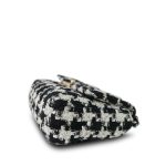 Black White Ecru Houndstooth Tweed Quilted Large 19 Flap Mixed Hardware - Image 9