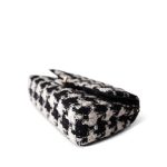 20S Black White Ecru Houndstooth Tweed Quilted Classic Flap Medium Light Gold Hardware - Image 8