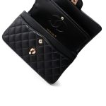 21B Black Lambskin Quilted Classic Flap Small Rose Gold Hardware - Image 9